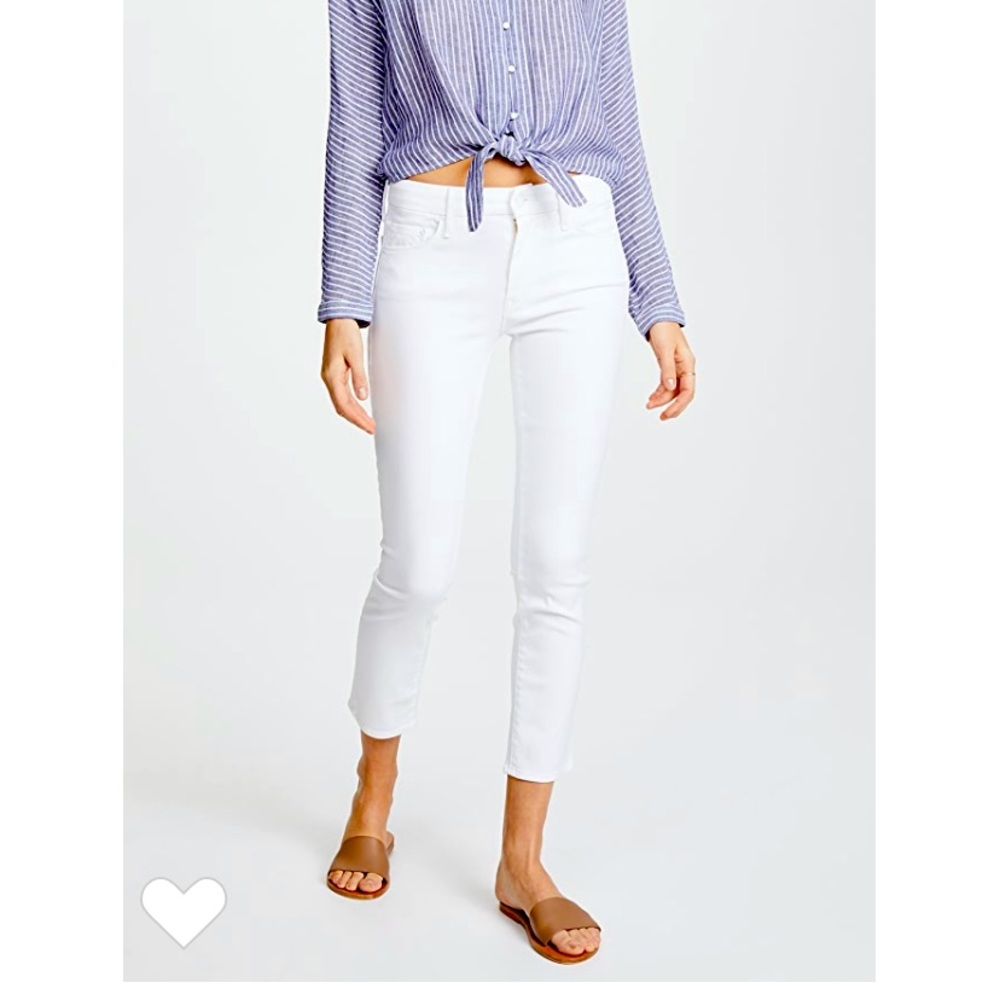 NEW! Mother Denim Looker Crop White Glass Slipper
